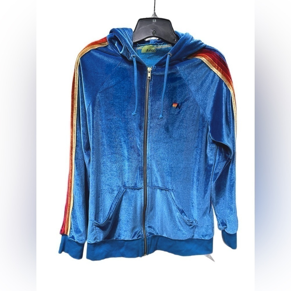 Aviator Nation Velour Striped Bomber Jacket